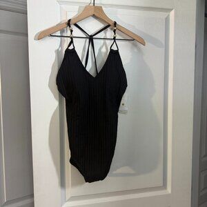 NWT - Shade & Shore - Black One Piece Swimming Suit - Size Medium